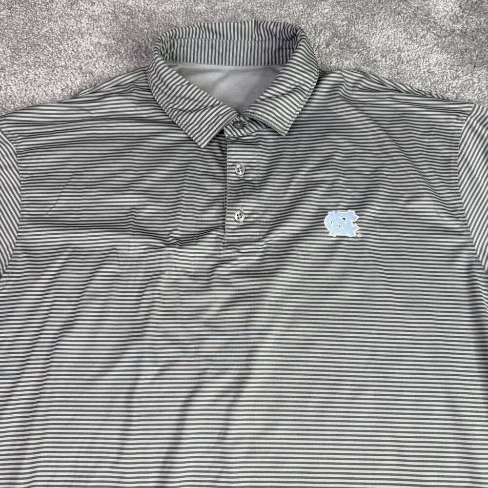 North Carolina Tarheels Vantage Shirt Men’s XL Gray Striped SS Performance Polo